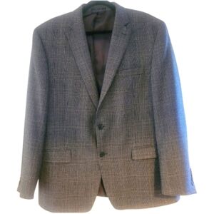NWOT Ralph Lauren Men's Gray and Black Plaid Suit Jacket - Size 44 R